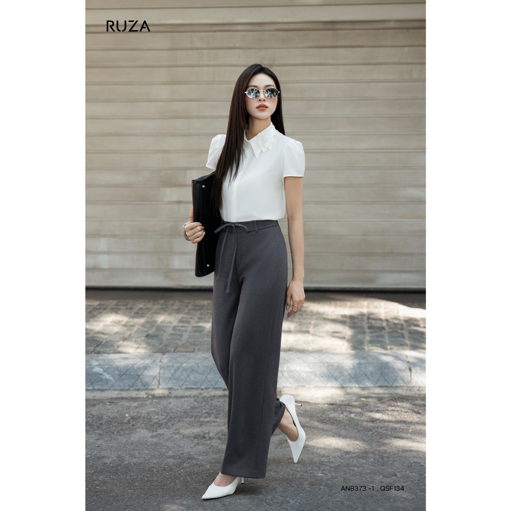 Quần tây nữ ống suông RUZA chất liệu Bố Linen kiểu dáng công sở thời trang QSF133 QSF134