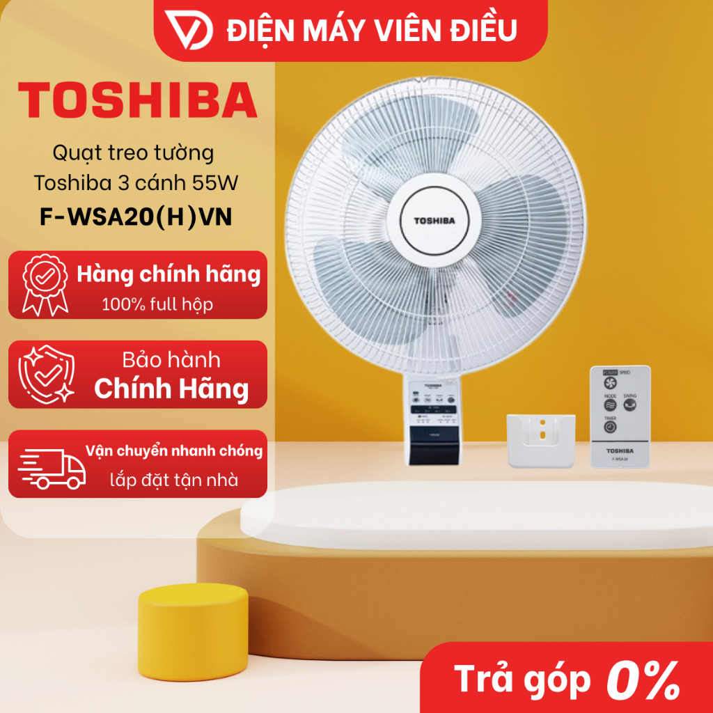 [FREESHIP NGHỆ AN] F-WSA20(H)VN - Quạt treo tường Toshiba 3 cánh F-WSA20(H)VN 55W