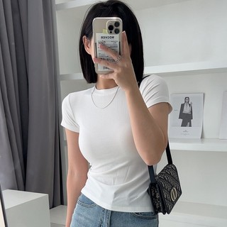 Áo Phông Nữ Body Gân Tăm Basic Form Ôm Dáng Co Giãn Thời Trang Hàn Quốc CinZy SG