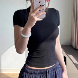 Áo Phông Nữ Body Gân Tăm Basic Form Ôm Dáng Co Giãn Thời Trang Hàn Quốc CinZy SG