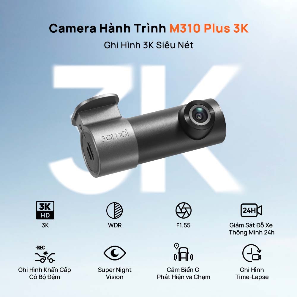 Camera Hành Trình 70mai M310 Plus 3K Phiên Bản Quốc Tế