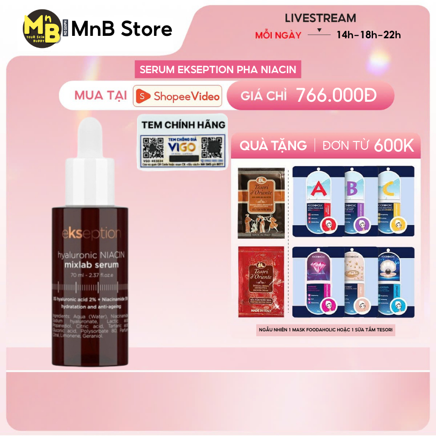 Tinh Chất Ekseption Hyaluronic NIACIN Mixlab Serum HA + 5% B3 75ml