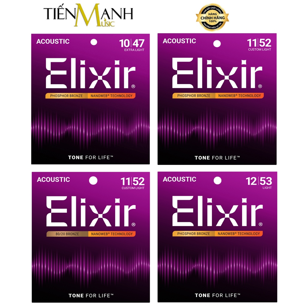 [Chính Hãng] Dây Đàn Guitar Acoustic Elixir 16002, 16027, 16052, 11027 - Phosphor Bronze cỡ 10, 11, 12