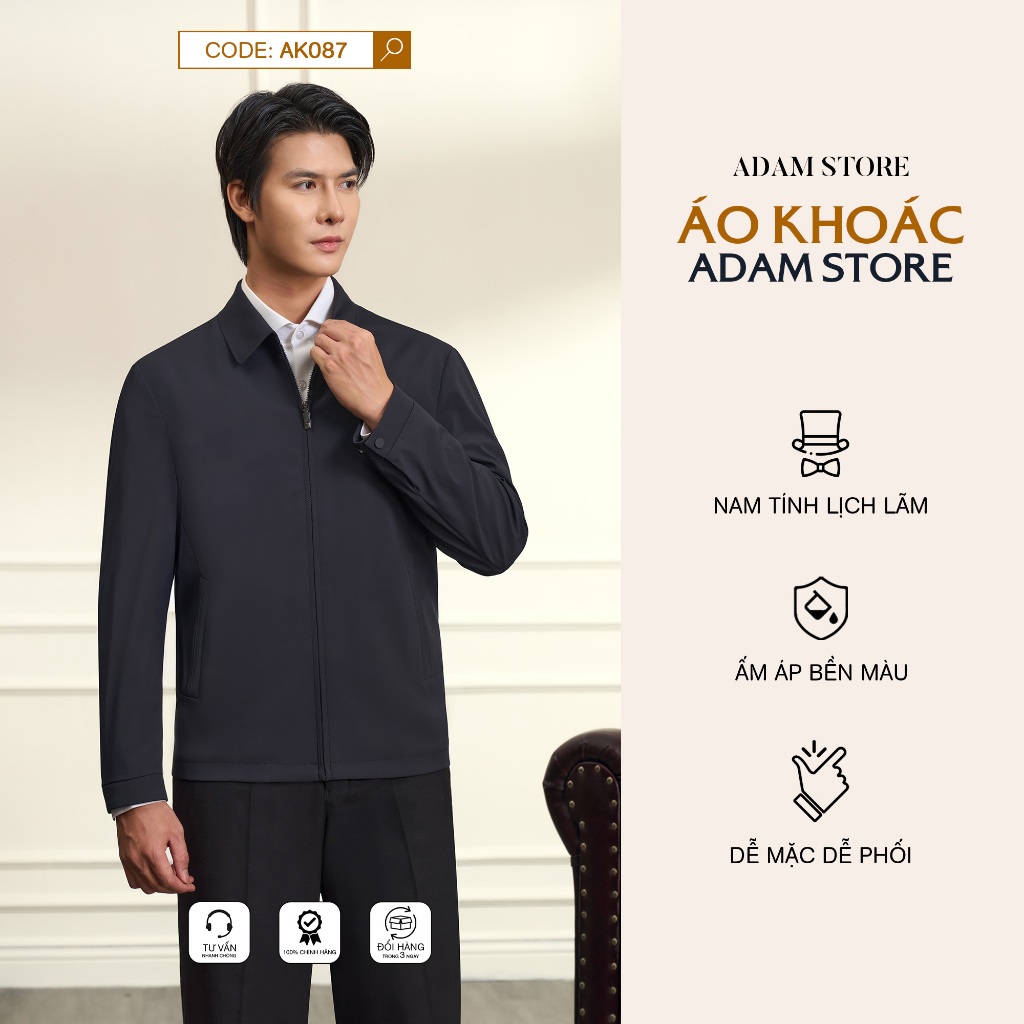 ÁO KHOÁC GIÓ NAM ADAM STORE MÀU ĐEN AK087