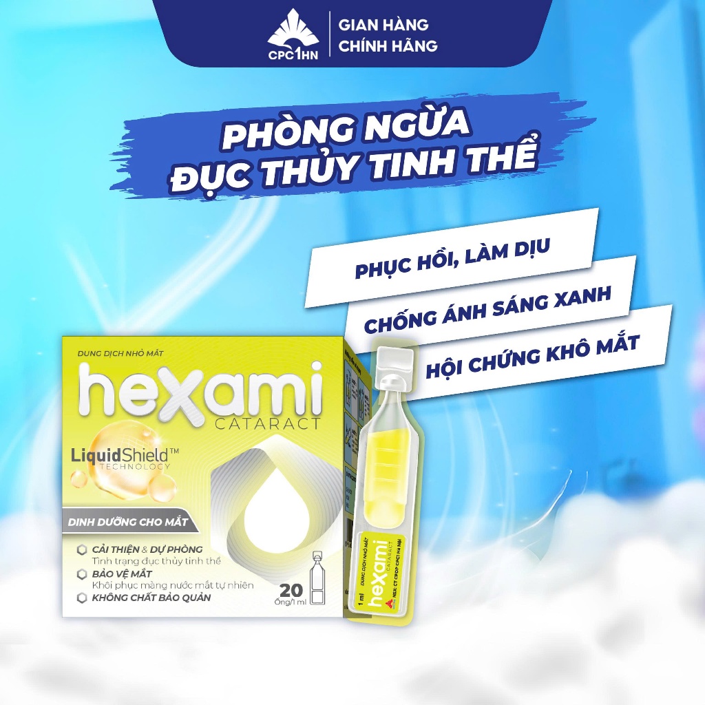 Nhỏ mắt ngăn ngừa đục thủy tinh thể, tăng cường thị lực bảo vệ mắt Hexami cataract + Hexami
