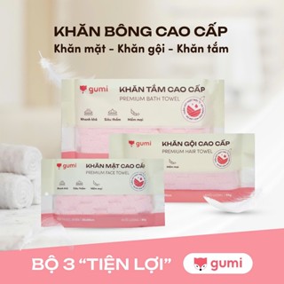 Khăn bông cao cấp Gumi: khăn mặt – khăn gội – khăn tắm, vải dày mịn, thấm hút nhanh, bền màu và an toàn cho da.