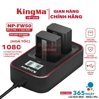 [ Hoả Tốc ] Bộ 2 Pin + 1 Dock Sạc Đôi NP-FW50 Chính Hãng KINGMA. Dung Lượng 1080mAh. Phiên Bản Mới Nhất V3