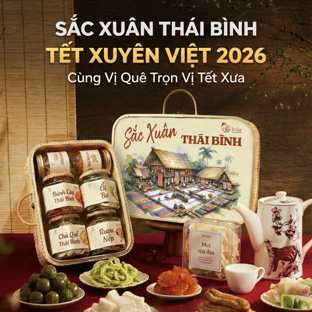 Giỏ quà tết 2026 - Vị Quê -SẮC XUÂN THÁI BÌNH-duoc-ban-tai-Vị Quê - Quà Tặng Đặc Sản