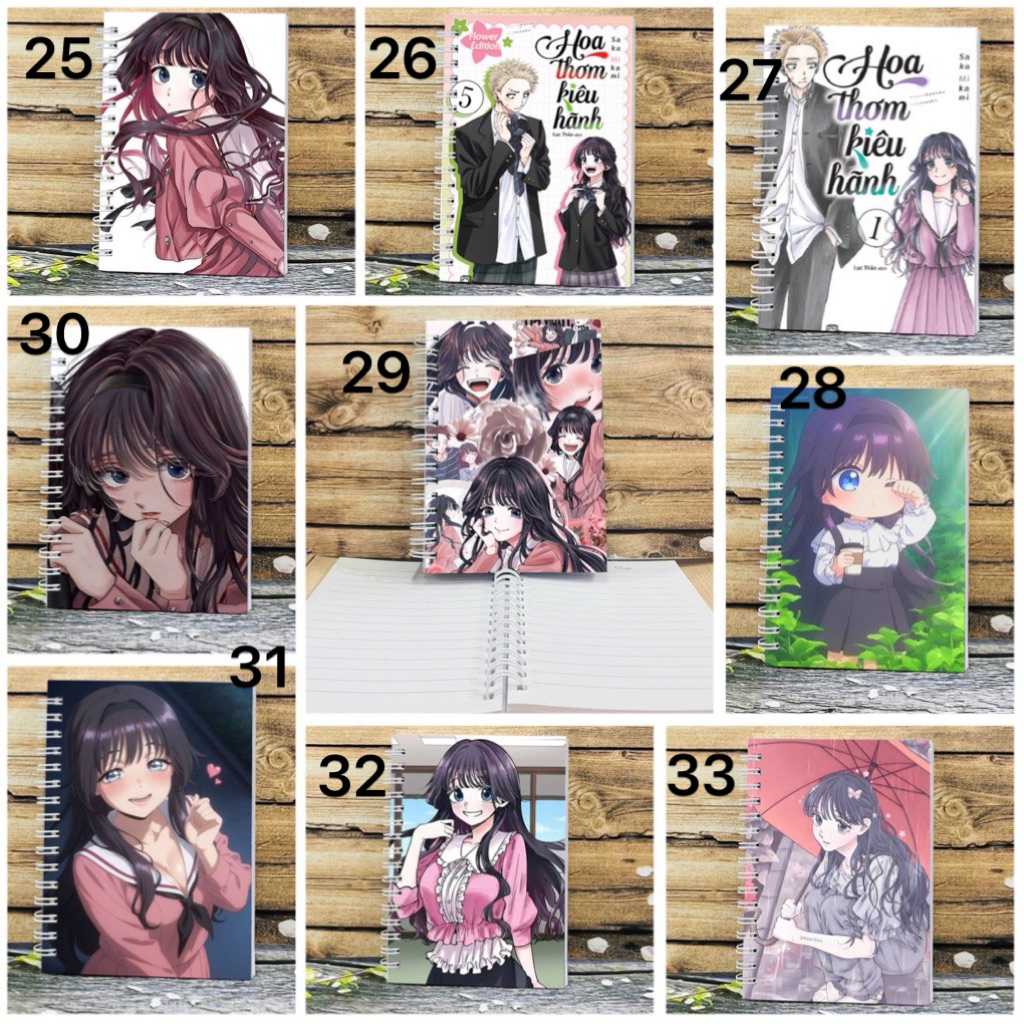 Sổ tay hình hoa thơm kiêu hãnh waguri kaoruko gáy xoắn / sổ waguri kaoruko Kaoru Hana wa Rin to Saku