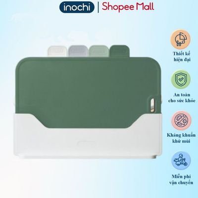 Bộ 4 thớt nhựa Inochi kháng khuẩn chống trượt, chịu nhiệt, dùng cắt thịt cá rau củ, tiện cho nhà bếp