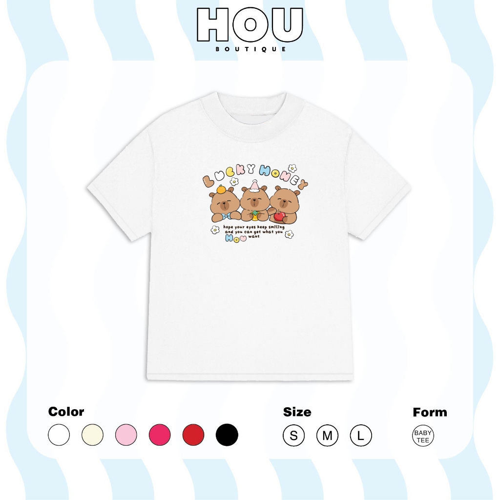 [Hàng Mới] Áo Thun Nữ Babytee Dáng Vừa, Thun Cotton 2 Chiều, Cổ Tròn HOU boutique Mẫu Capy HOU ( AT 