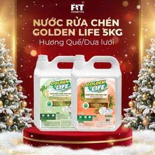  Nước rửa chén Enzyme Goldenlife - Can 5kg - Hương Quế và Tinh Dầu Quế & Dưa Lưới 