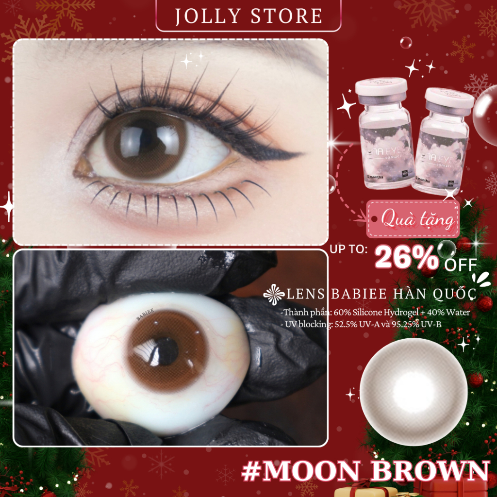 Lens Moon Brown BABIEE EYES Kính áp tròng JOLLY STORE giãn vừa