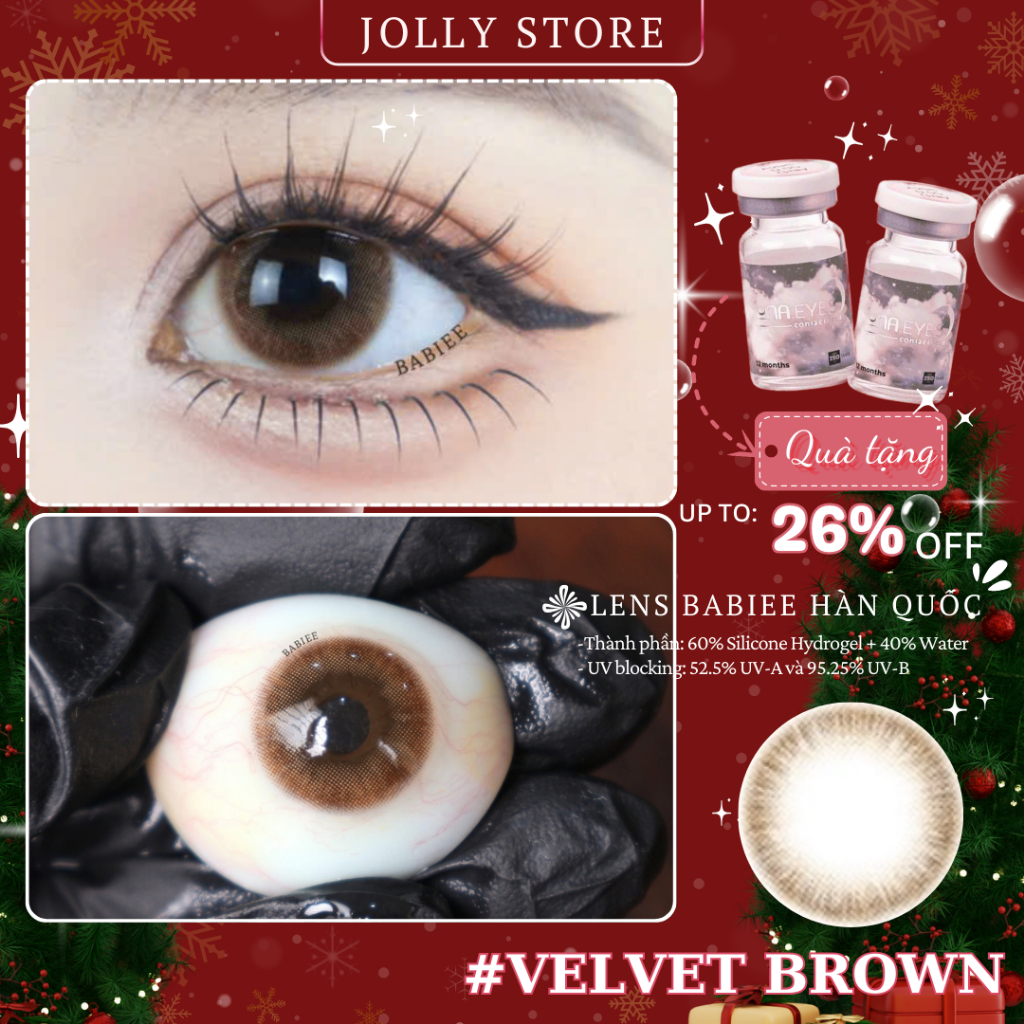 Lens Velvet Brown BABIEE EYES Kính áp tròng JOLLY STORE giãn vừa