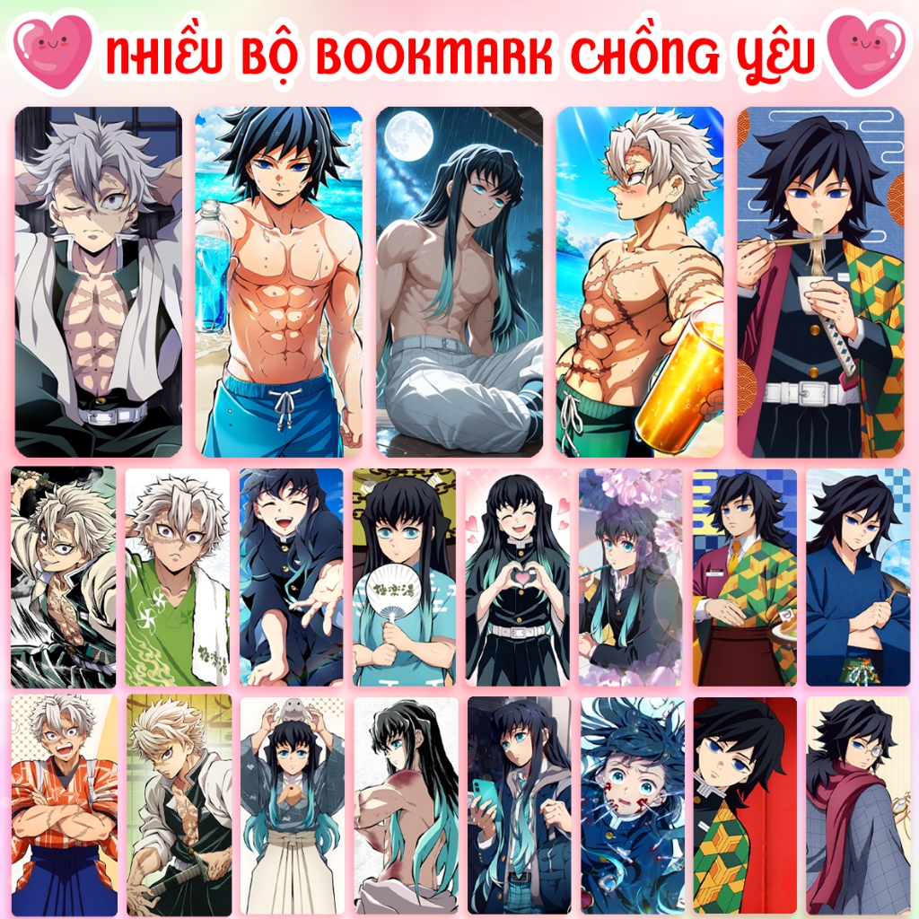 Nhiều mẫu bookmark Sanemi Tomioka Giyu Giyuu Tokitou Muichirou Muichiro