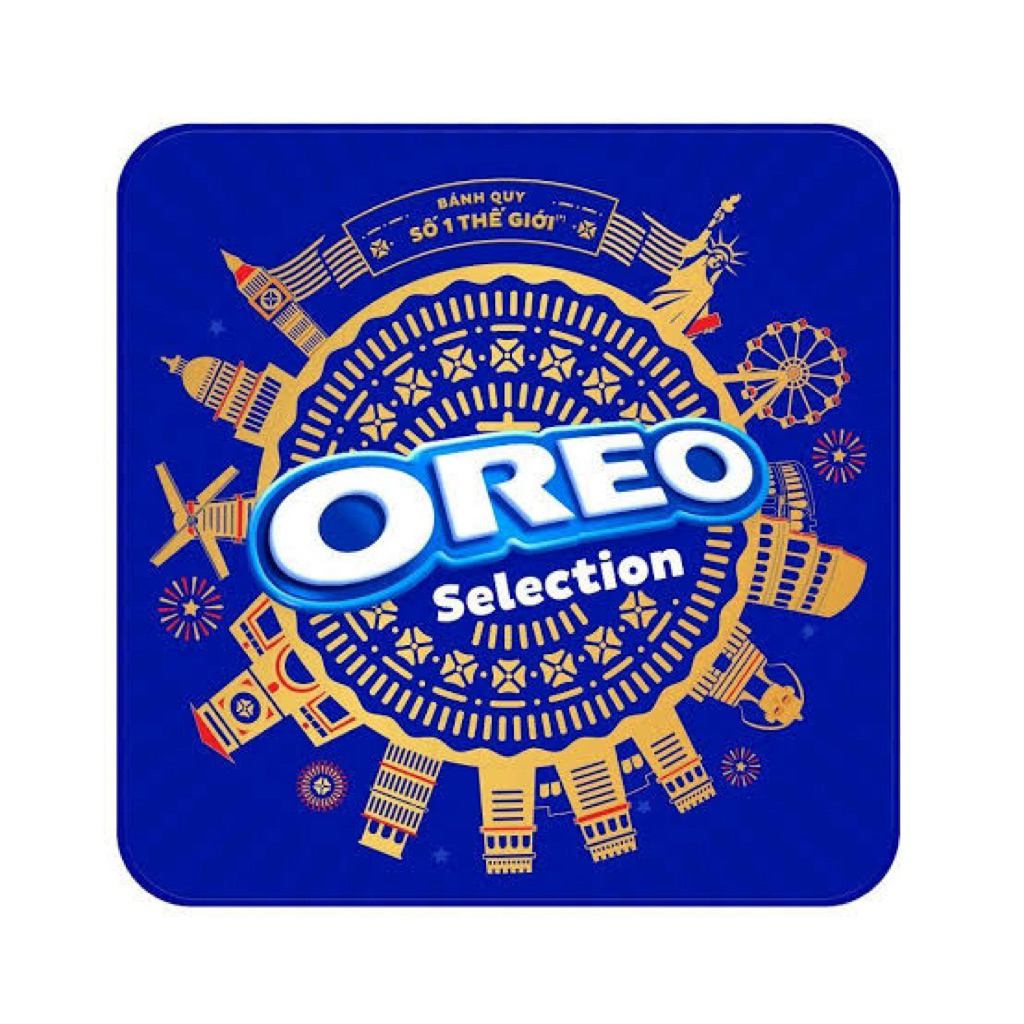 Bánh quy Oreo Selection hộp thiếc 393.75g Tết 2026 có kèm túi giấy