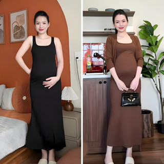  Váy Body Bầu Dáng Dài Đuôi Cá Belles Thun Tăm Hàn Cao Cấp Co Giãn 4 Chiều Thoải Mái Mềm Mát VB01 