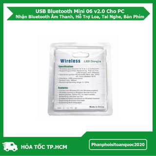 USB Bluetooth Mini 06 v2.0 Cho PC – Nhận Bluetooth Âm Thanh, Hỗ Trợ Loa, Tai Nghe, Bàn Phím,.....