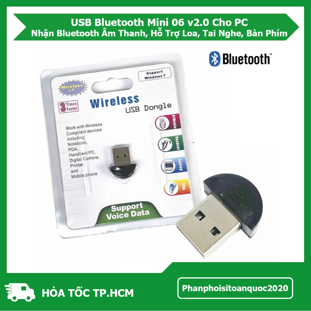 USB Bluetooth Mini 06 v2.0 Cho PC – Nhận Bluetooth Âm Thanh, Hỗ Trợ Loa, Tai Nghe, Bàn Phím,.....