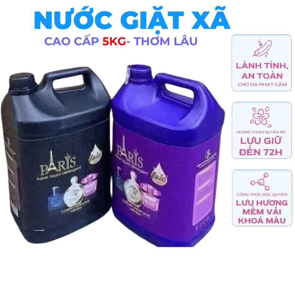 ( 1 CAN 5 KÝ TẶNG 1 CAN 5 KÝ ) Nước Giặt Xã PaRis Đậm Đặc Lưu Hương Thơm Dài Lâu