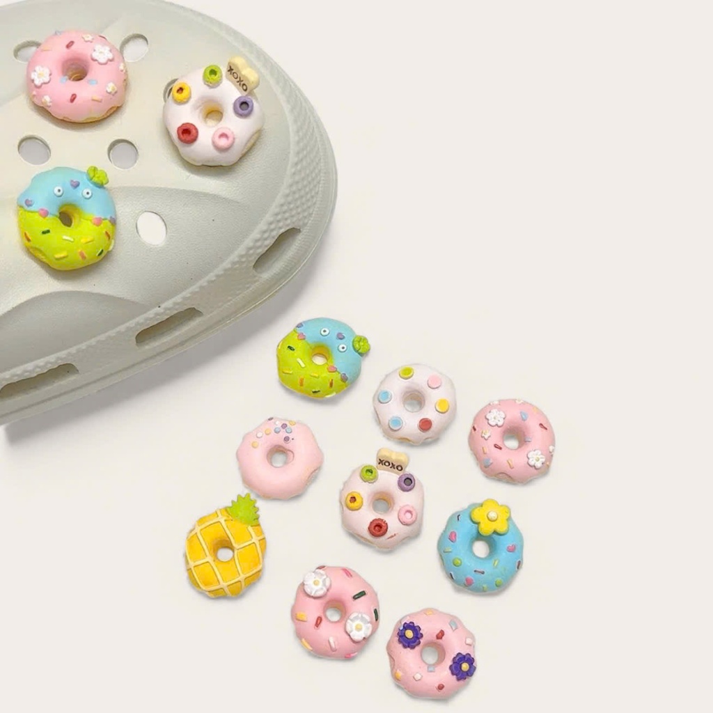 Charm gắn dép bánh donut stiker đẹp siêu xinh charm trang trí - yihetag