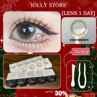   1 DAY  Lens Kính áp tròng 428 Brown Lens 1 ngày LUNA EYES giãn vừa 14.2mm JOLLY 