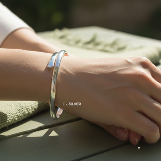 Vòng Tay Bạc 925 Trơn Bangle Cao Cấp, Khắc Tên Theo Yêu Cầu, Thiết Kế Unisex, Cặp Đôi | Le’SILVER