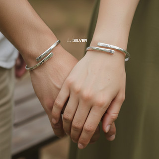 Vòng Tay Bạc 925 Trơn Bangle Cao Cấp, Khắc Tên Theo Yêu Cầu, Thiết Kế Unisex, Cặp Đôi | Le’SILVER