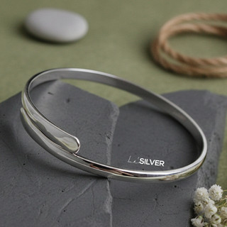 Vòng Tay Bạc 925 Trơn Bangle Cao Cấp, Khắc Tên Theo Yêu Cầu, Thiết Kế Unisex, Cặp Đôi | Le’SILVER