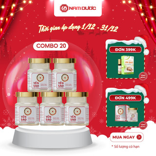  COMBO 20 Hộp Yến Sào Nam Dược- Tổ Yến chưng không đường   đường kiêng  hộp 1 lọ 70ml 