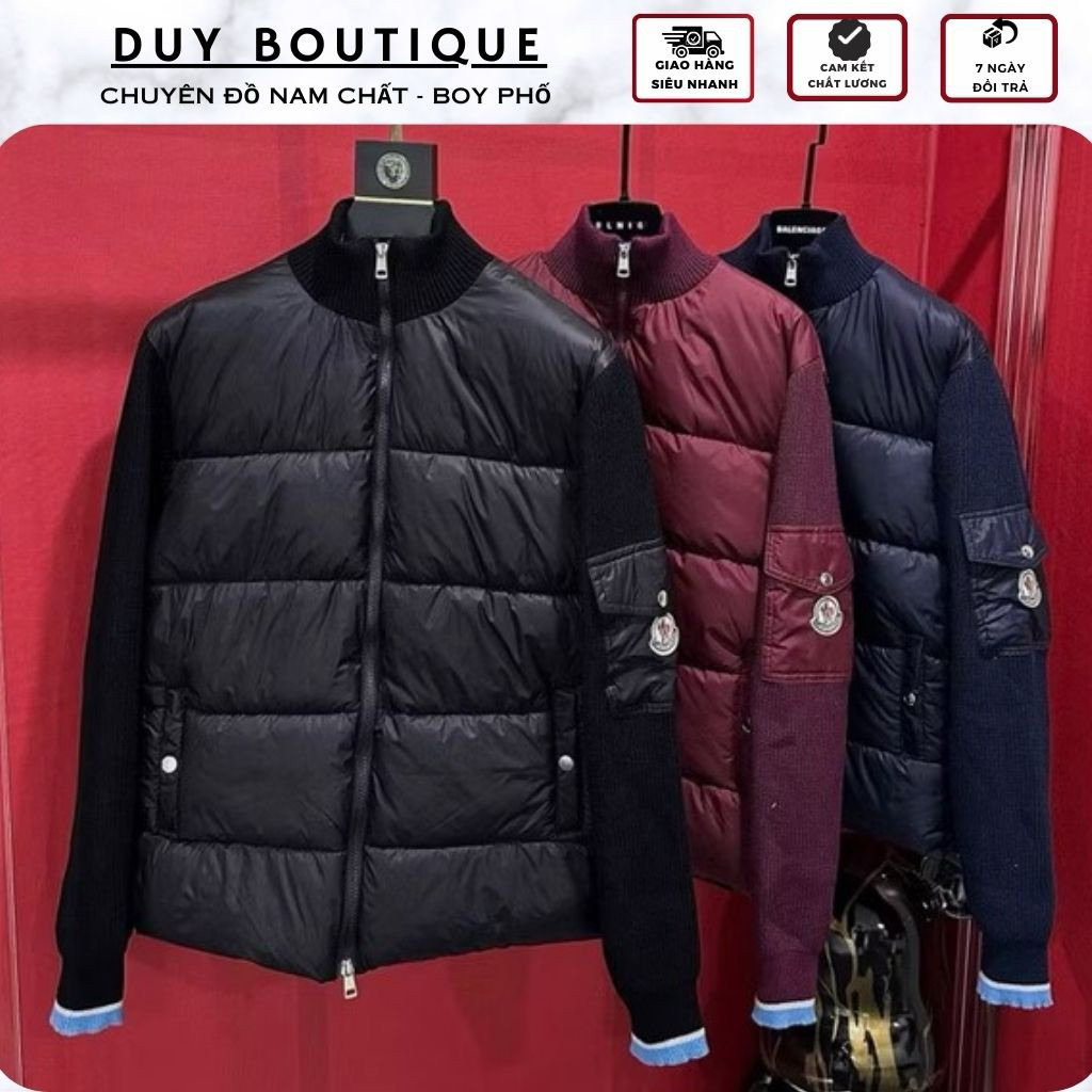 Áo Khoác Phao Mon Cổ Len MON Thân Chần Bông Cao Cấp - ÁO Phao Khoác Tay Mix Len Hàng Quảng Châu