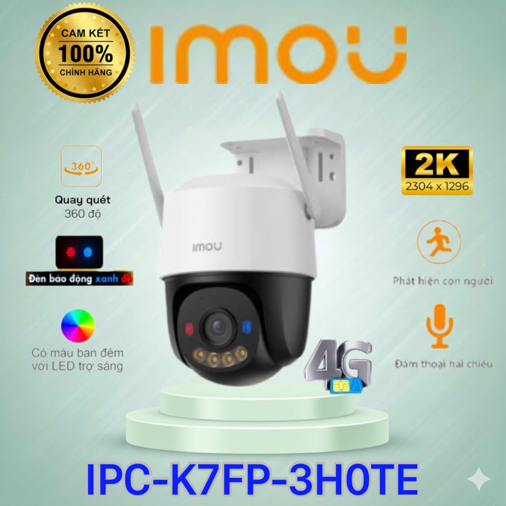 Camera PT Full Color IMOU  IPC-K7FP-3H0TE Cruiser SC 4G 3MP (KHÔNG KÈM SIM)