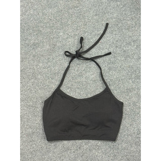 127 - Áo croptop nữ kiểu phối xích khoét eo cá tính năng động chất vải thun trơn in chữ Free Size dưới 53kg