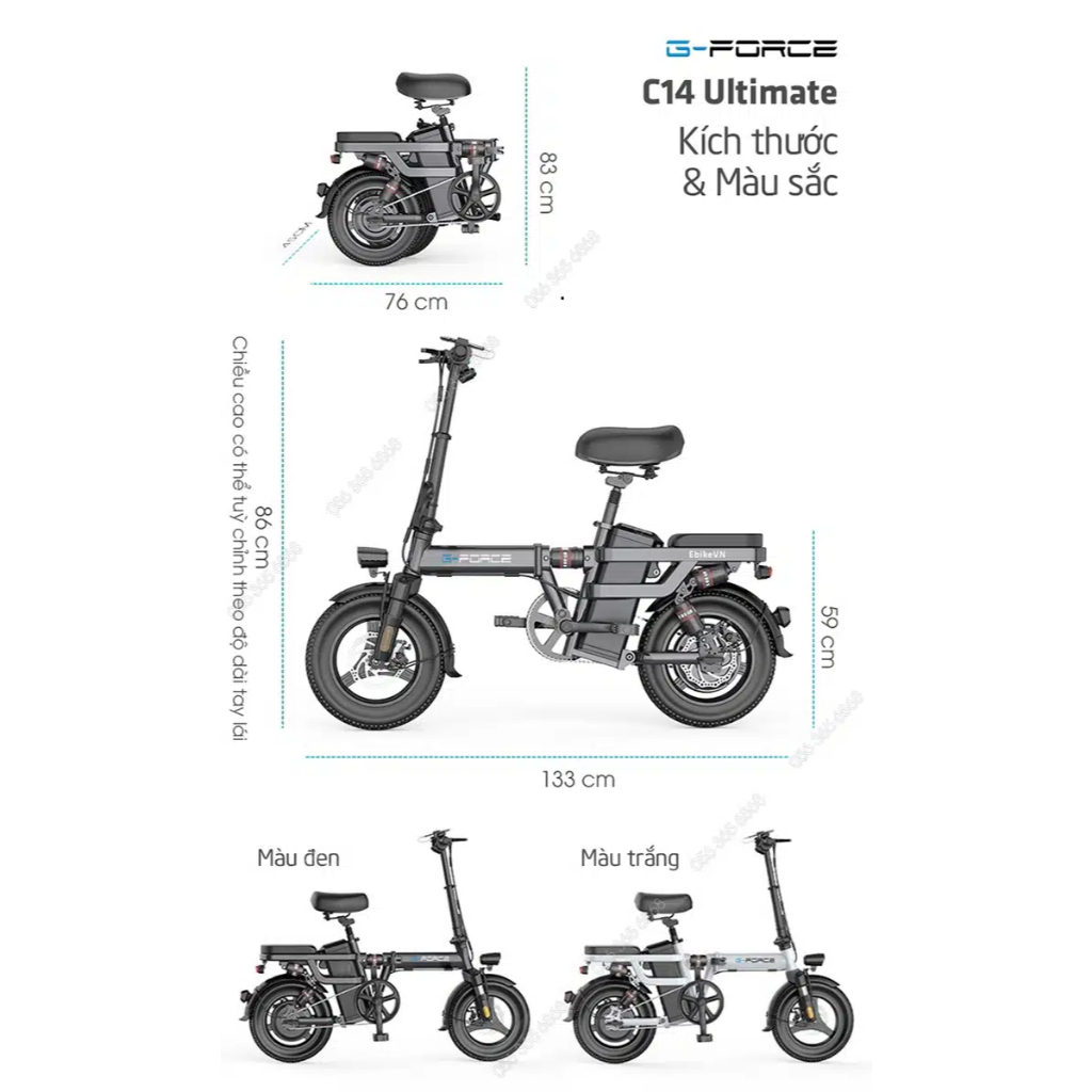 Xe đạp điện G-Force C14 Ultimate trang bị 12 giảm xóc, gấp gọn tiện lợi