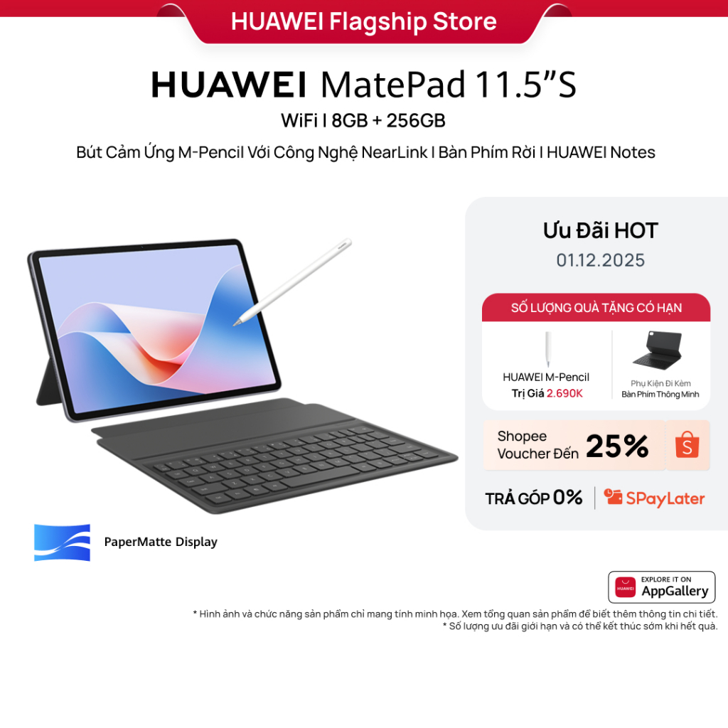   LIVESTREAM  Máy tính bảng HUAWEI MatePad 11.5"S | Bút Cảm Ứng M-Pencil Với Công Nghệ NearLink2 | Bàn Phím Rời 