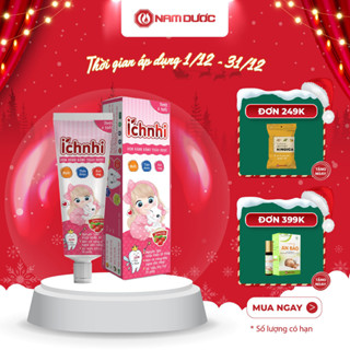  Kem đánh răng thảo dược Ích Nhi hương dâu dưới 6 tuổi Tuýp 50g ko chứa flour Làm sạch răng miệng ở trẻ em 