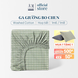  Ga Giường Washed Cotton Bo Chun Cao Cấp AOICONCEPT Size 1m6x2m và 1m8x2m Nhiều Màu và Hoạ Tiết Thoáng Mát Home Bedding 