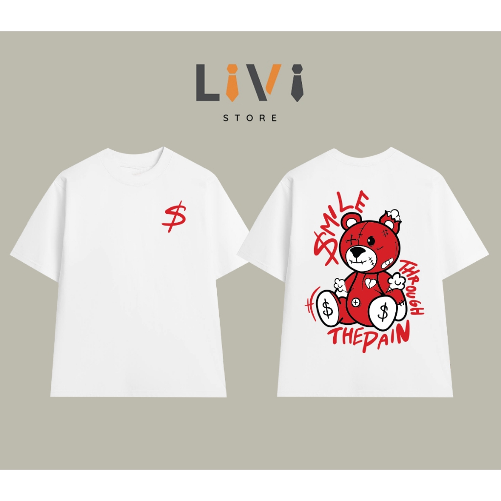 Áo Thun $ Bear Cotton Cao Cấp Form Rộng LIVI066  - LiVi Store