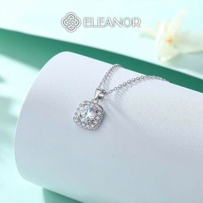 Dây chuyền nữ titan Eleanor Accessories hình vuông đính đá phụ kiện trang sức vòng cổ 11028