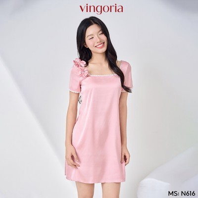 Váy ngủ nữ mặc nhà bộ đồ ngủ nữ Lụa VINGO/VINGORIA xuân hè Bloom N616
