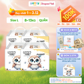  Thùng 4 Tã Bỉm Quần NABIZAM Size L Từ 8-13kg 30 Miếng Dòng Magic Soft Nội Địa Hàn Chống Hăm Chống Tràn Tối Đa HAWAY 
