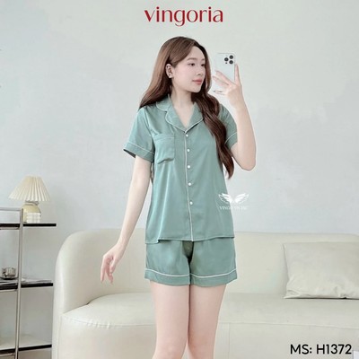 Bộ đồ ngủ nữ Pijama mặc nhà lụa VINGO/VINGORIA tay ngắn xuân hè H1372