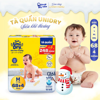 Tã quần Unidry siêu khô thoáng 68+4 miếng/gói M L XL XXL – mềm mại chống hăm cho bé