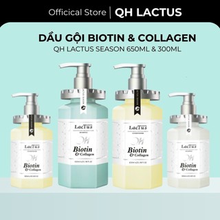  Dầu gội biotin collagen QH Lactus season dầu gội đầu cặp ngăn rụng tóc giảm gàu bết dầu 650ml 