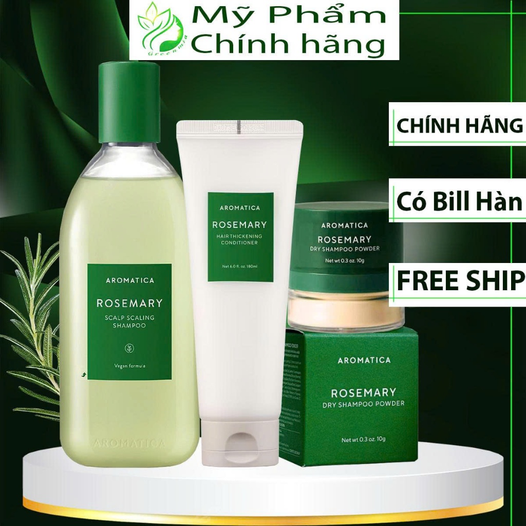Dầu Gội Dầu Xả Phục Hồi Mọc Tóc Aromatica Rosemary Scalp Scaling Shampoo Rosemary Hair Thickening Co