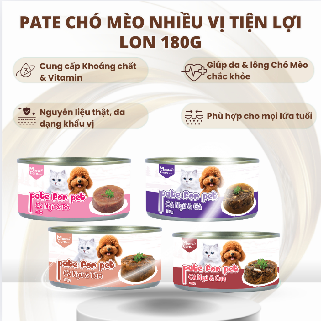Pate Cho Chó Mèo MASTERCARE Cung Cấp Bữa Ăn Đầy Đủ Dinh Dưỡng Cho Mọi Lứa Tuổi Phù Hợp Cho Bé Kén Ăn