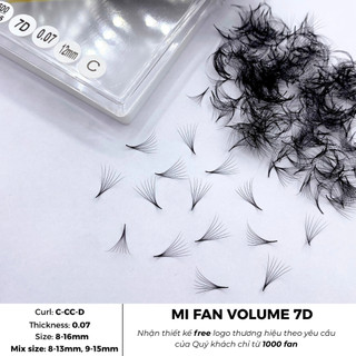  Mi fan sẵn 7D độ dày 0.07 độ cong C-CC - D hộp 500-1000fan - mi fan volume Lông Mi Nhân Tạo  Thúy Hà 