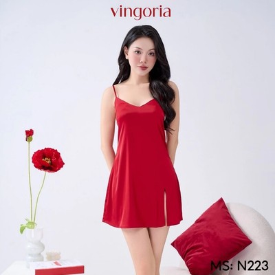 Váy ngủ lụa 2 dây mặc nhà VINGO/VINGORIA mùa hè N223