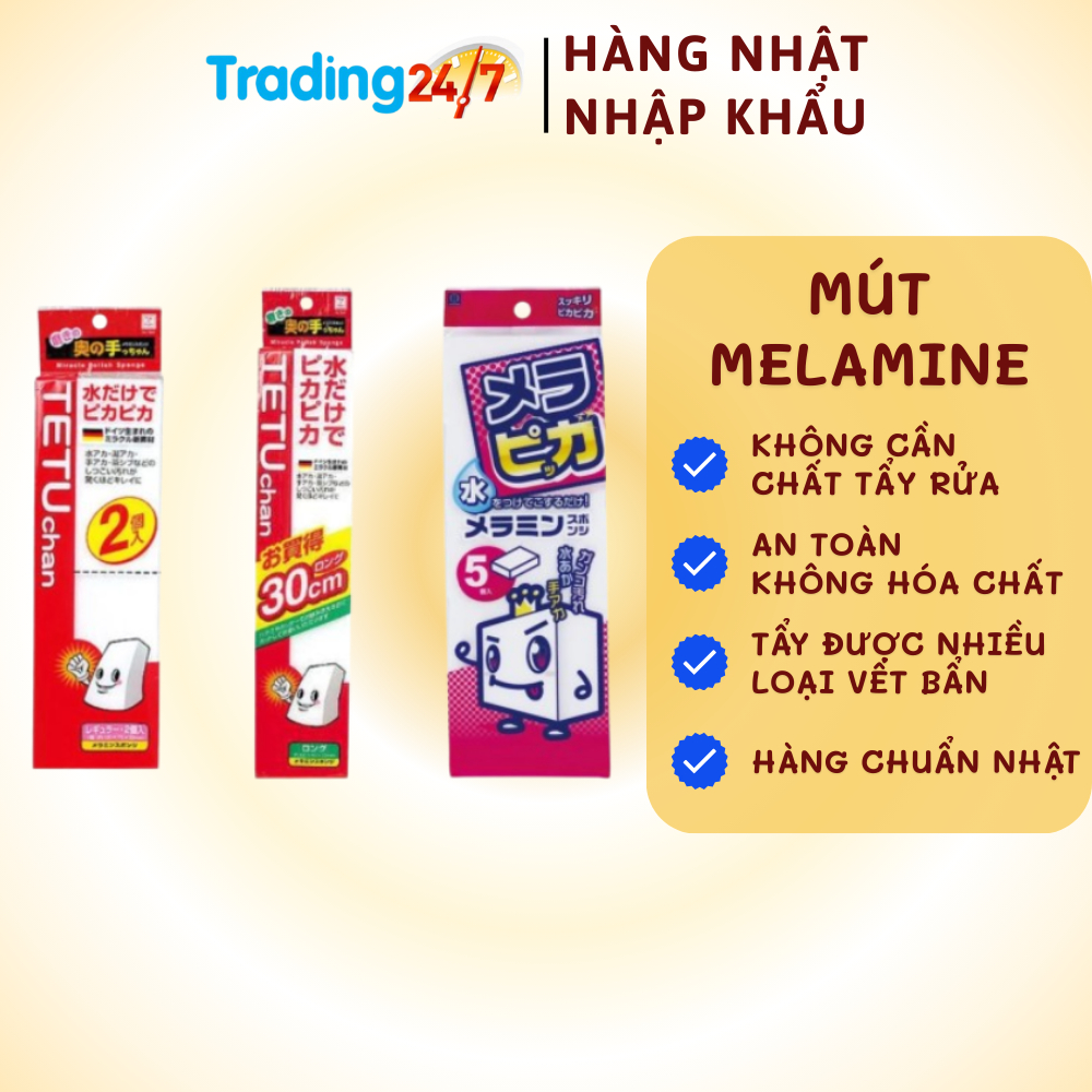 ( Nhật Bản ) Mút melamine lau chùi thần thánh không cần chất tẩy rửa hàng chuẩn Nhật