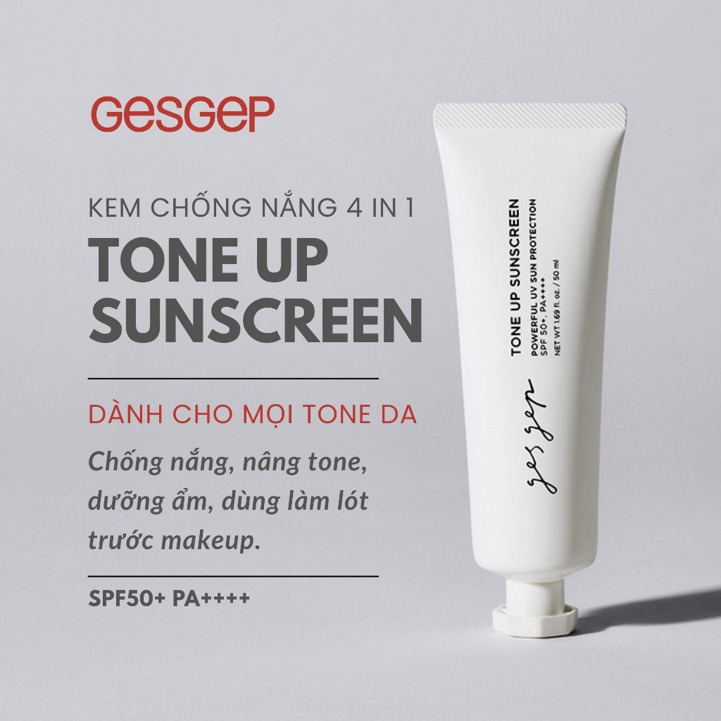 Kem chống nắng nâng tone Gesgep Tone Up Sunscreen 50ml SPF50+ PA++++ dưỡng ẩm, làm kem lót
